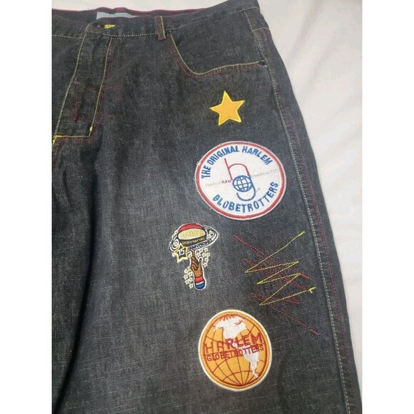 Platinum Fubu Harlem Globetrotters Limited Ed. Black Men's Jeans Sz 35 90's Y2K - Picture 3 of 16